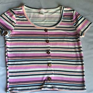 Women’s stripped scoop-necked top